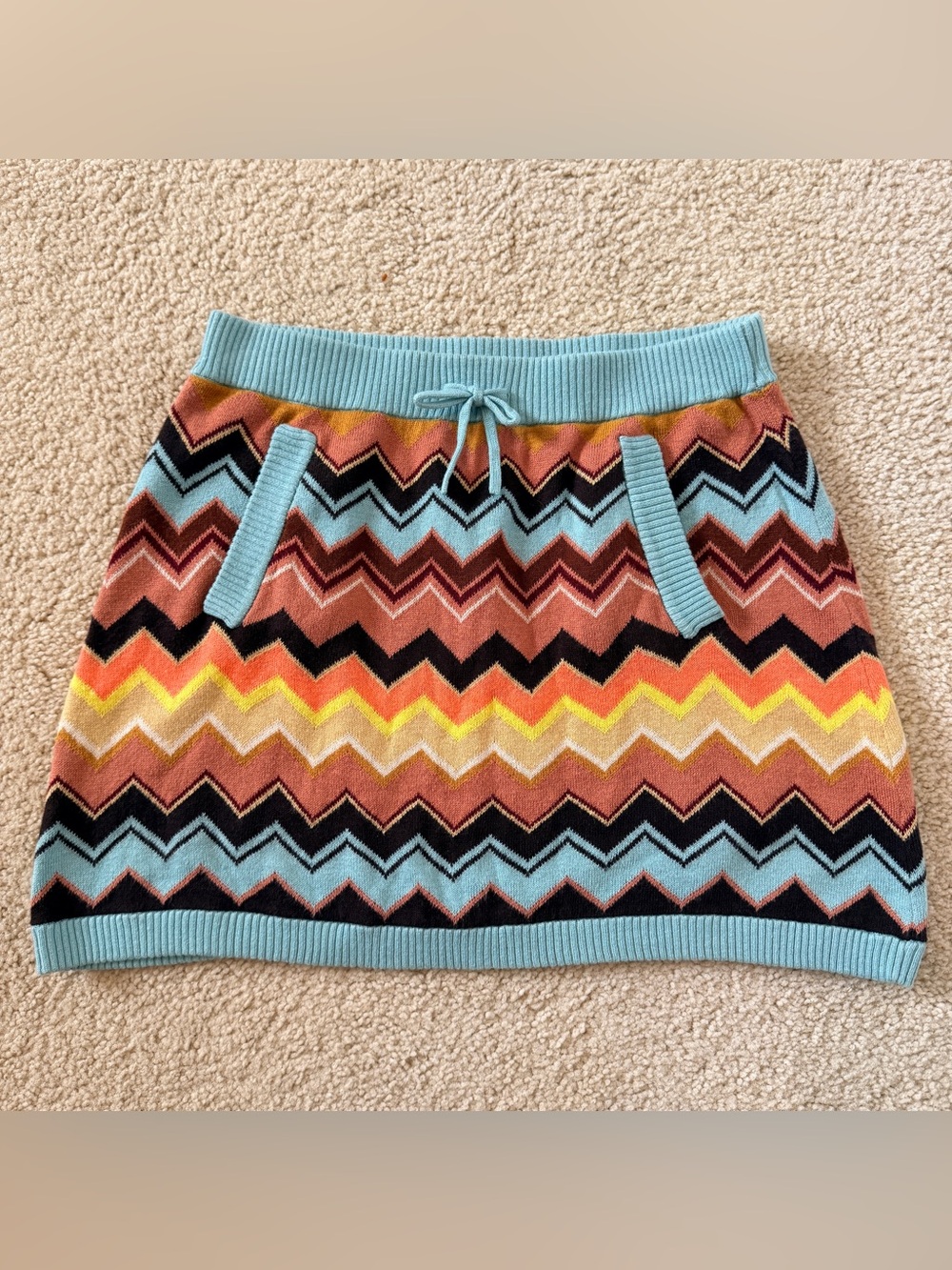 Missoni Girls XL Chevron Skirt Zigzag 13-19 Inch Waist / 14 Long Multicolor